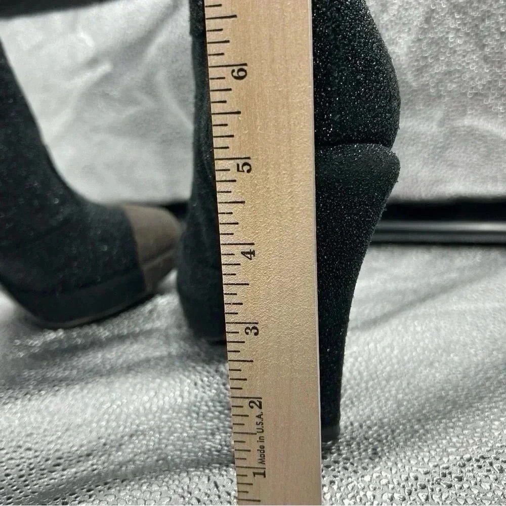 CHANEL BOOTS WOMEN’S 10.5 VTG GLITTER SUEDE CC LOGO CAP TOE ANKLE HEELS - Picture 15 of 15